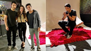 Sergio Marone com Agatha Moreira e Rodrigo Simas e no estúdio do fotógrafo Lupe, seu personagem em 'Malhação' - TV GLOBO / Malhação