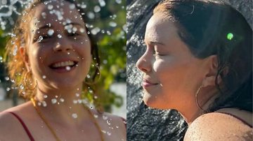 Leandra Leal se refresca em banho de mangueira - Reprodução/Instagram/Guilherme Burgos
