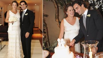 Em SP, Letícia Birkheuer e Alexandre Furmanovich se casam em noite intimista. Grávida de nove meses, ela esbanja felicidade. Abaixo, a hora de cortar do bolo.