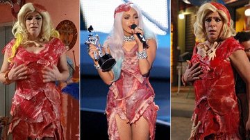 Luis Salém se veste de Lady Gaga em 'Aquele Beijo' - TV Globo e Getty Images