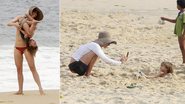 Na praia de Ipanema, a atriz faz estripulias com o caçula e registra as brincadeiras dele. - Gil Rodrigues