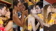 Casais trocam beijos durante o carnaval