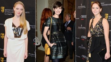 Amanda Seyfried, Anne Hathaway e Jennifer Lawrence em festa do Bafta em Los Angeles - Getty Images