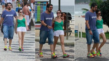 Bruna Linzmeyer e Michel Melamed caminham pela orla da Barra - Dilson Silva/AgNews