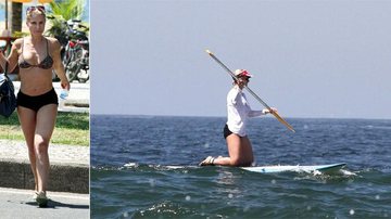 Paula Burlamaqui pratica stand up paddle na Barra da Tijuca - Wallace Barbosa/AgNews