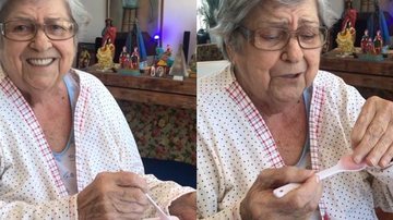 Hilda Rebello tomando remédio da forma que Jorge Fernando ensinou - Divulgação/Instagram